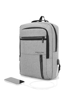 Kenneth Cole - Grey Unisex Business Laptop Backpack Bag with USB Charging Port (M)