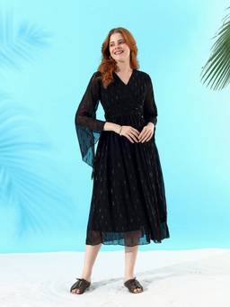 JUSTIN WHYTE - Serenity V-Neck Fit & Flair Dress