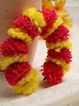 Moedbuille - Pink and Yellow Floral Design Lace and Beaded Handcrafted Hair Accessory