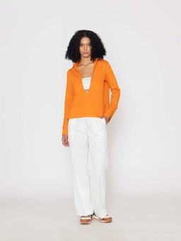 Contemponari - Women Orange Soleil Shirt Top