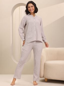 Libas - Women Grey Solid/Plain Shirt with Pyjama (Set of 2)