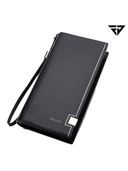 FUR JADEN - Premium Black Long Wallet with Zip Pocket, Multiple Card Holders and Phone Pocket