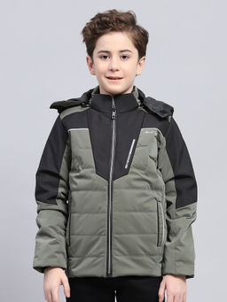 Monte Carlo - Boys Olive Solid Puffer Jacket
