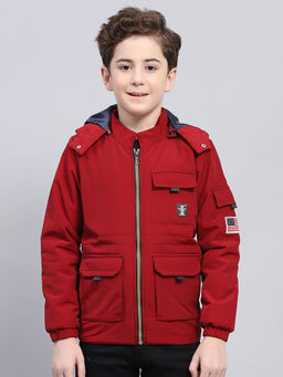 Monte Carlo - Boys Maroon Solid Bomber Jacket