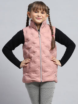 Monte Carlo - Girls Pink Solid Puffer Jacket