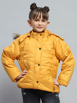 Monte Carlo - Girls Mustard Solid Puffer Jacket