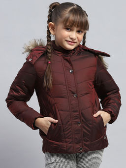 Monte Carlo - Girls Wine Solid Puffer Jacket