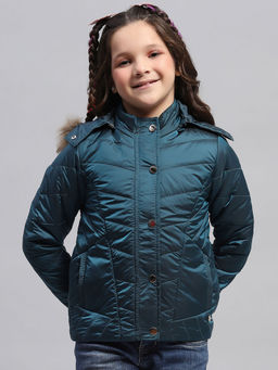 Monte Carlo - Girls Teal Solid Puffer Jacket