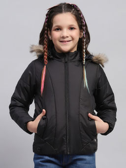 Monte Carlo - Girls Black Solid Puffer Jacket