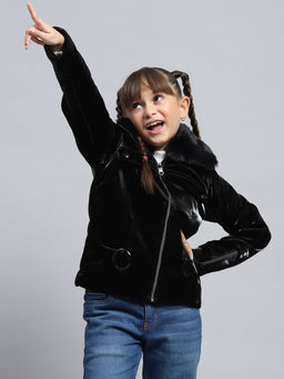 Monte Carlo - Girls Black Solid Bomber Jacket