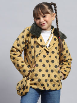 Monte Carlo - Girls Mustard Polka Dots Puffer Jacket