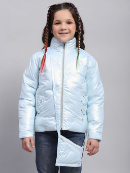 Monte Carlo - Girls Blue Solid Puffer Jacket