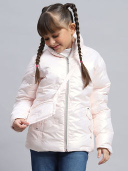 Monte Carlo - Girls Pink Solid Puffer Jacket