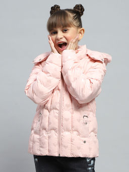 Monte Carlo - Girls Pink Solid Puffer Jacket