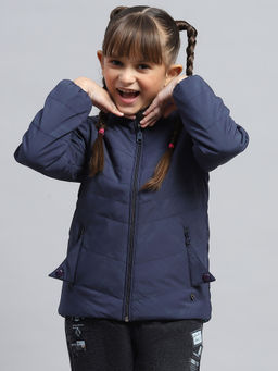 Monte Carlo - Girls Navy Blue Solid Reversible Puffer Jacket