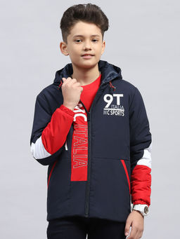 Monte Carlo - Boys Navy Blue Printed Bomber Jacket