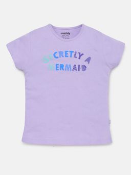 mackly - Girls Printed Lavender T-Shirt