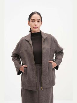 THISISDEHI - Women Brown Wool Plain Jacket