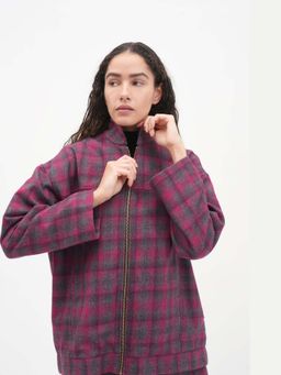 THISISDEHI - Women Pink Wool Checks Jacket