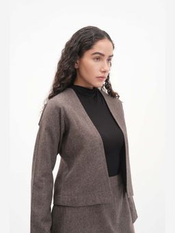 THISISDEHI - Women Brown Wool Plain Shrug