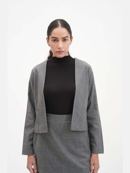 THISISDEHI - Women Grey Wool Plain Shrug