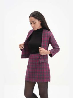 THISISDEHI - Women Pink Wool Checks Jacket
