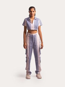 THISISDEHI - White Cotton Collar Neck Printed Top and Pant