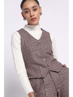 THISISDEHI - Women Multi-Color Wool Checks Waistcoat