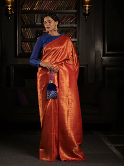 EXCLUSIVA - Red Soft Banarasi Saree with Unstitched Blouse
