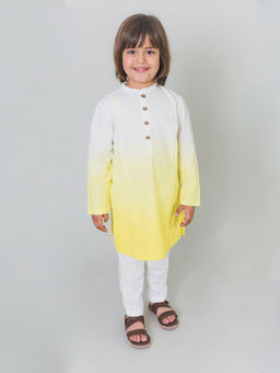 TIBER TABER - Boys Kurta Ombre - Yellow (6-7 Years)