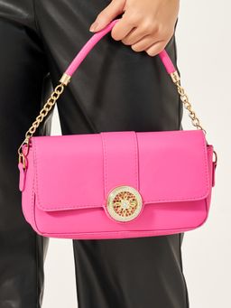 Styli - Women's Pink Pu Chain Strap Insert Shoulder Bag