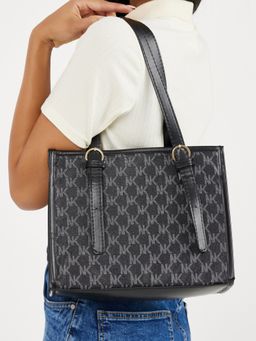 Styli - Women's Black Nk Print Shoulder Bag