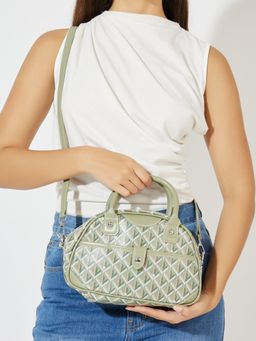 Styli - Women Green Diamond Pattern Handbag