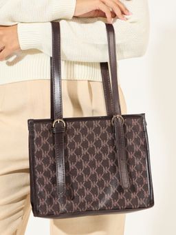Styli - Women Brown NK Print Handbag