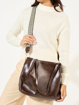 Styli - Women Brown Textured Shoulder Bag