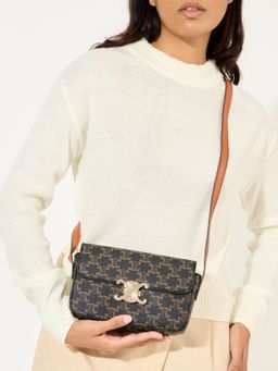 Styli - Women Brown Printed Buckle Detail Sling Bag