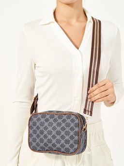 Styli - Women Geometric Printed Sling Bag with Detachable Strap