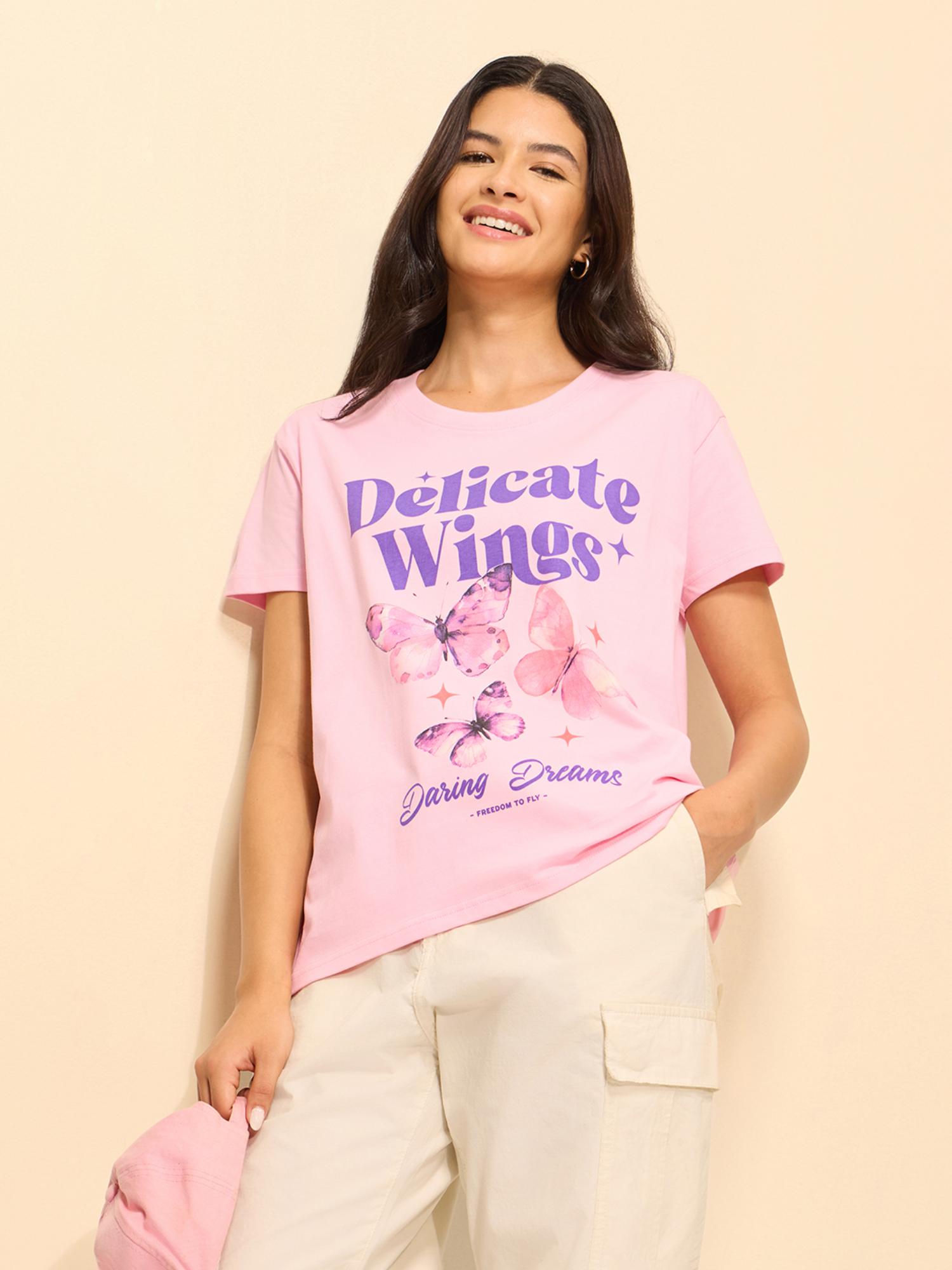 dillinger Pink Cotton Half Sleeves Boxy Fit Round Neck Printed T-shirt-picture-25