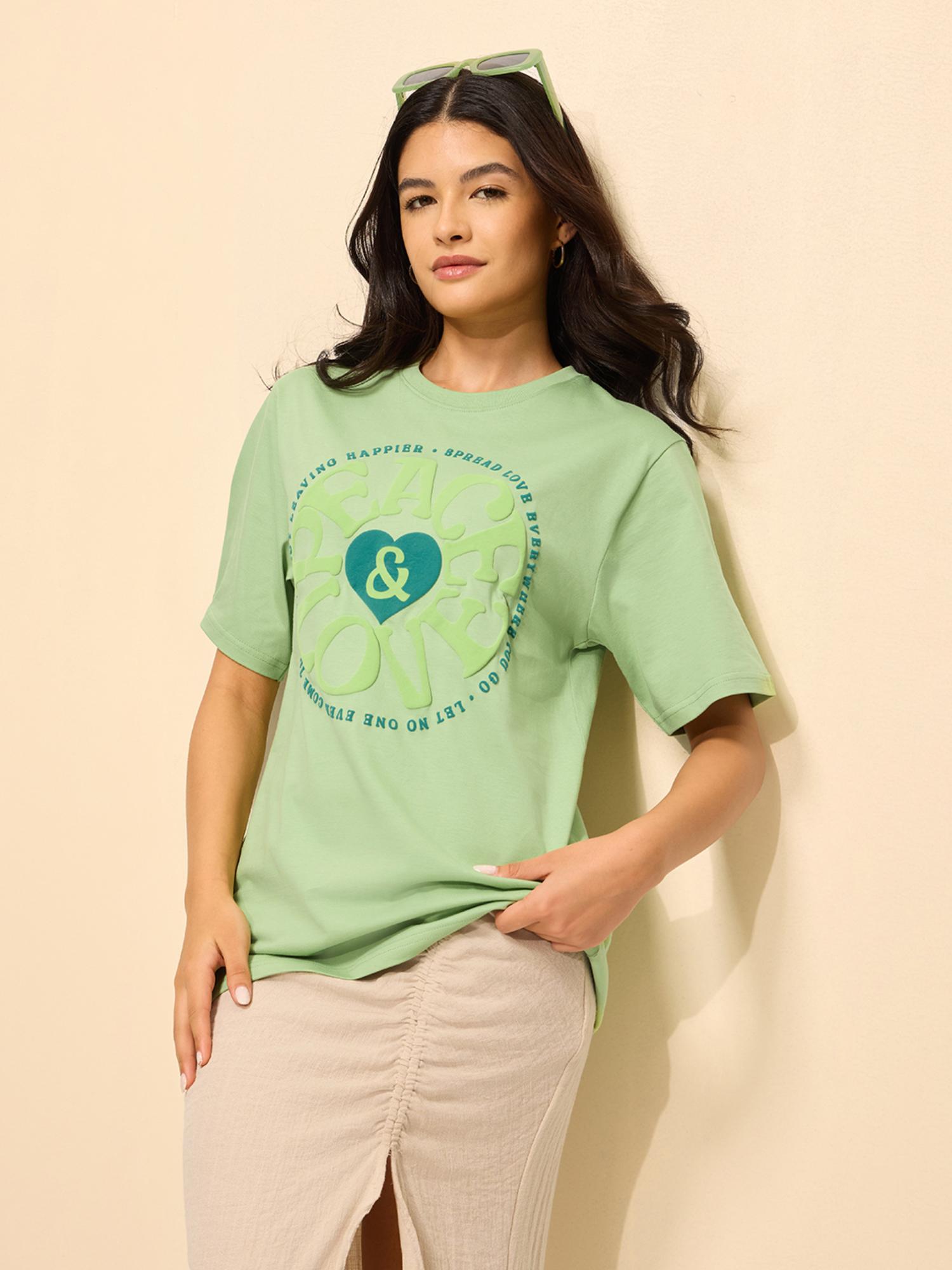 dillinger Green Cotton Half Sleeves Oversized Fit Round Neck Printed T-shirt-picture-24