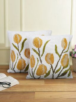 Eyda - Cotton Tufted Multi Color Floral Cushion Cover Set of 2 (18x18 Inch)