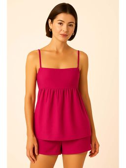 Kaori By Shreya - Women Hot Pink Cotton Linen Co-Ord Set