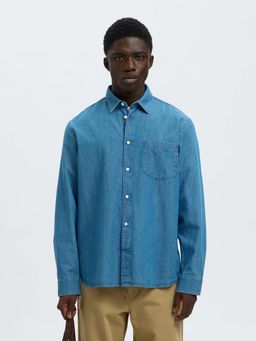 Selected - Men Blue Solid Casual Shirt