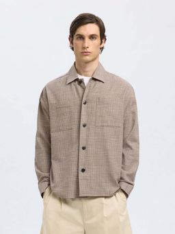 Selected - Men Taupe Checks Casual Shirt