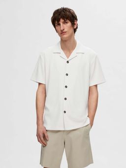 Selected - Men White Textured Casual Shirt