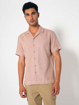 Selected - Men Pink Embroidered Casual Shirt