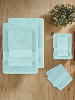 MYTRIDENT - Soft Comfort Air Rich, Cotton 6 Pcs Towel Set, 500 Gsm, Nile Blue (S)