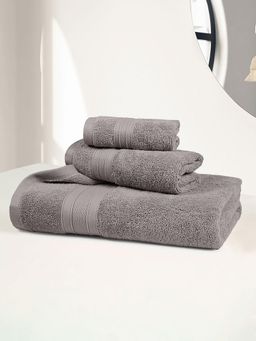 MYTRIDENT - Soft Comfort Air Rich, Cotton 3 Pcs Towel Set, 500 Gsm, Charcoal (S)