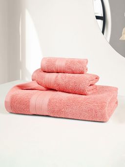 MYTRIDENT - Soft Comfort Air Rich, Cotton 3 Pcs Towel Set, 500 Gsm, Coral Haze (S)