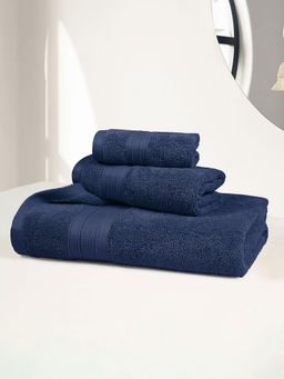 MYTRIDENT - Soft Comfort Air Rich, Cotton 3 Pcs Towel Set, 500 Gsm, Navy (S)