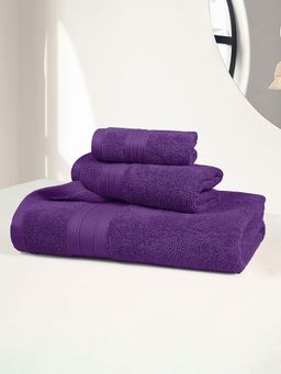 MYTRIDENT - Soft Comfort Air Rich, Cotton 3 Pcs Towel Set, 500 Gsm, Plum (S)